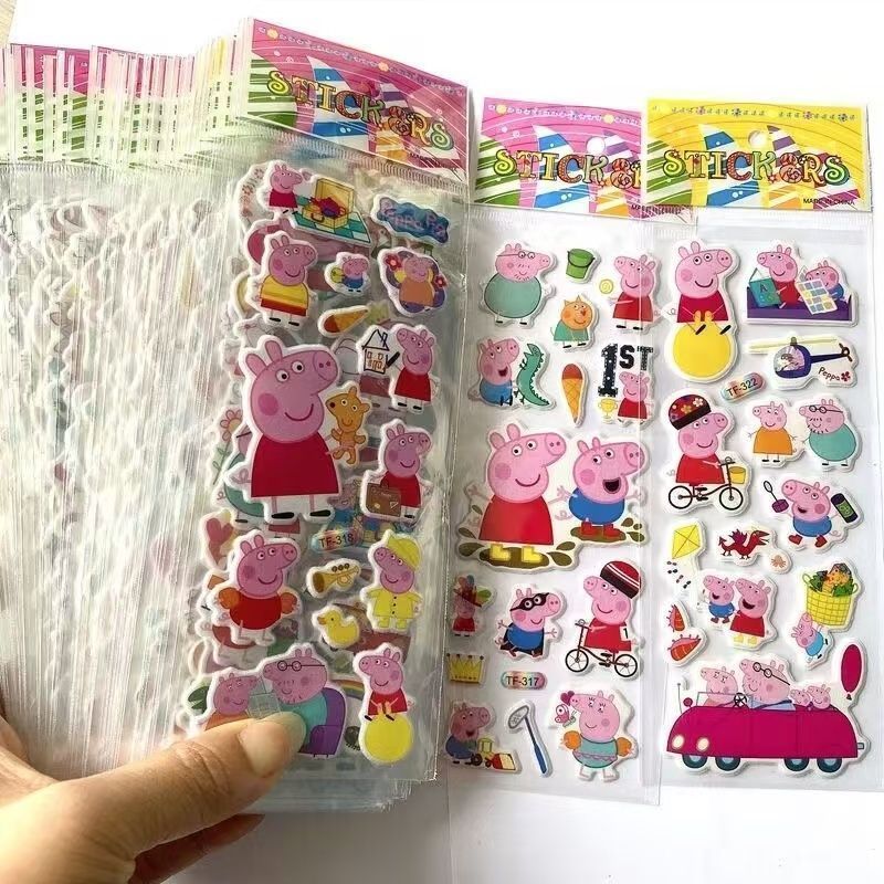 Laptop Accessories Decoration - ペッパピッグ漫画ステッカー、ノートブックステッカー、男の子と女の子向けの3Dバブルステッカー、幼稚園のご褒美ステッカー、水筒ステッカー