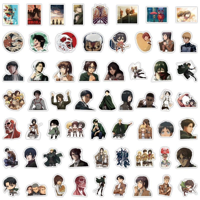 Laptop Accessories Decoration - 60枚入り 進撃の巨人 アニメステッカー かわいい 防水デカール DIYデコレーション